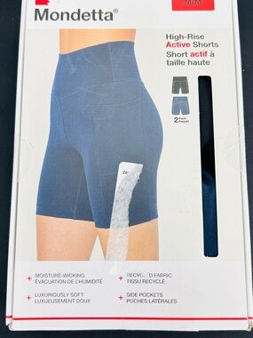 Mondetta Navy High-Rise Bike Shorts with Side Pockets